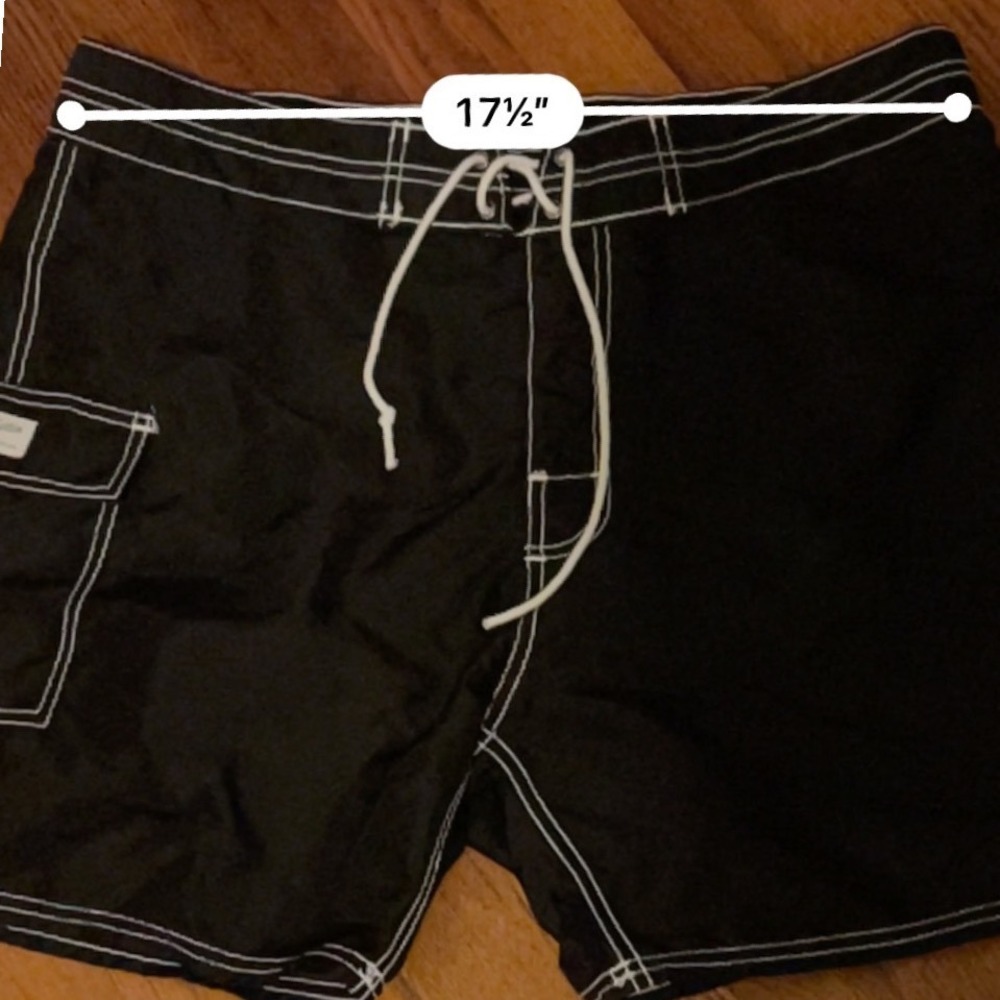 Katin Heritage Collection Mens Board Shorts Black White Stitch Sz 36 Surf Trunks - Picture 8 of 8